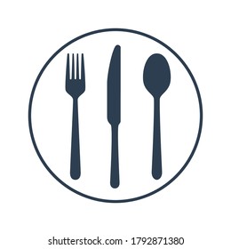 Fork Knife and Spoon - White symbols of cutlery on dark brown background