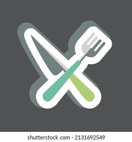 Fork and Knife Sticker in trendy isolated on black background