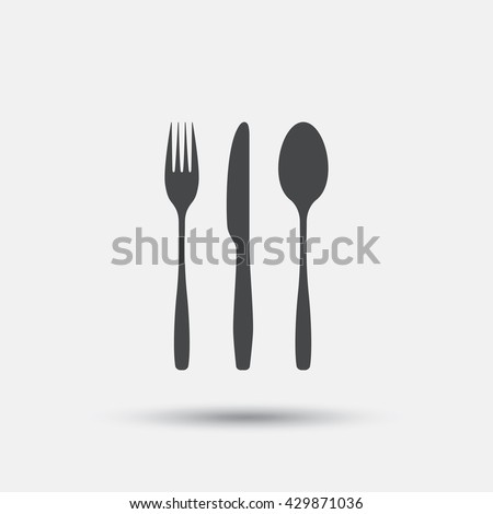Fork, knife, tablespoon sign icon. Cutlery collection set symbol. Flat cutlery web icon on white background. Vector