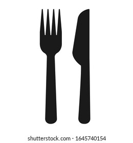 Fork and knife vector icon. Black and white vector isolated. Cutlery set.