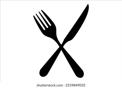 fork, knife, vector icon silhouette isolated on white background