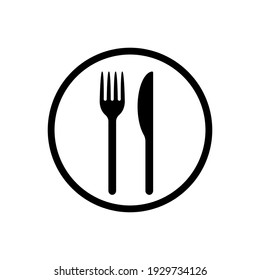 Fork and knife vector icon. Simple flat shape restaurant or cafe place sign. Kitchen and diner menu logo symbol.