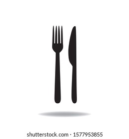 Fork and knife vector icon, web design element