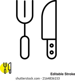 Fork Knife Vector Line Icon