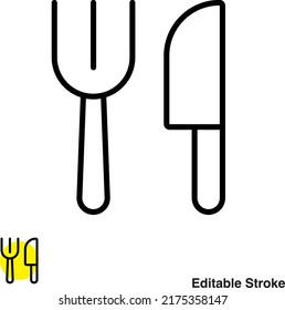 Fork Knife Vector Line Icon