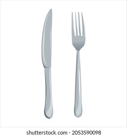Gabel und Knife, Vektorgrafik für Restaurant-Symbol einzeln auf weißem Hintergrund