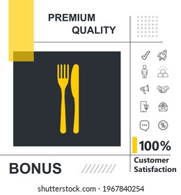 fork and knife vector thin line icon with modern background