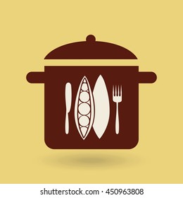 fork and knife, vegetables and fruits, vector illustration