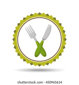 fork and knife, vegetables and fruits, vector illustration