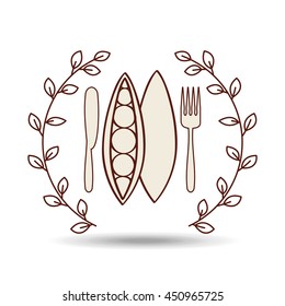 fork and knife, vegetables and fruits, vector illustration