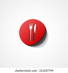 Fork and knife web icon on white background