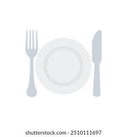 Fork knive plate emoji vector food eating illustration