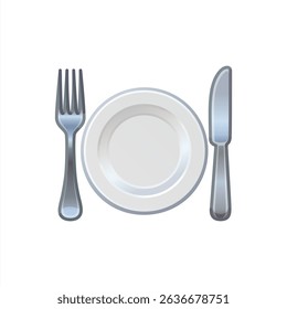 Fork knive plate emoji vector food eating illustration, vector 10 eps.