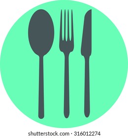 fork, knive and spoon vector icon