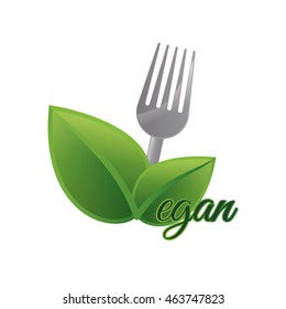 fork leaf green vegan organic icon. Isolated and flat illustration. Vector graphic