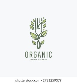 Fork Leaf Logo Design Ícone Vetor de Símbolo