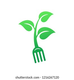 Fork Leaf Logo, Logo of tree forks, Cutlery logo template