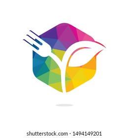 Fork and leaf vector logo design. Organic food concept with Fork and leaf.