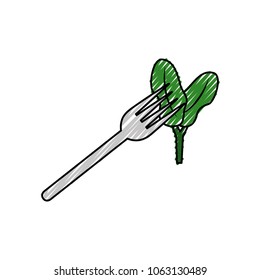 fork with leaf vegetarian food