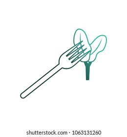 fork with leaf vegetarian food