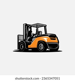 Fork lift in color vector art isolated. Best for Industrial Realated Design Asset