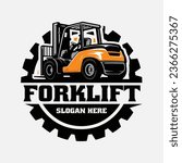 Fork Lift Company Circle Emblem Badge Logo Vector Isolated. Best for Industrial Related Industry