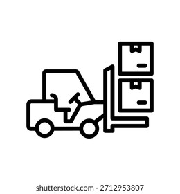Icono de la carretilla elevadora, gráficos del Vector de línea