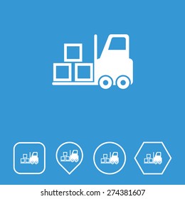 Fork Lift Icon on Flat UI Colors with Different Shapes. Eps-10.