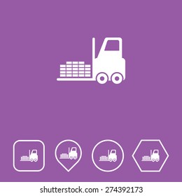 Fork Lift Icon on Flat UI Colors with Different Shapes. Eps-10.
