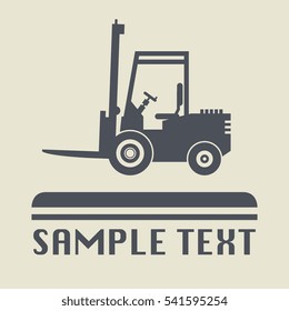 Fork lift truck icon or sign, vector illustration