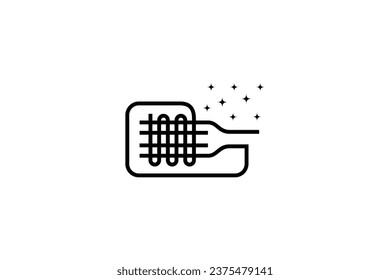 Fork line art logo design with noodles decorated with stars