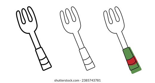 Fork line black and white and color icon. Linear style sign for mobile concept and web design. Fork outline vector icon. Symbol, logo illustration. Vector graphics.