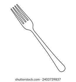 fork line vector illustration,isolated on white background,top view