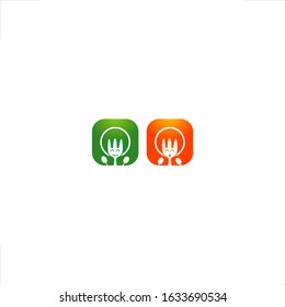 fork logo cute face mascot design