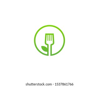 Fork logo icon leaf restaurant vector 