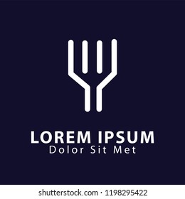 Fork logo line vector icon template