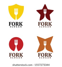 fork logo template, food icon, design vector