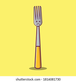 Fork mascot sad face vector design