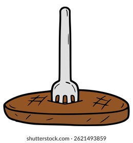 fork and meat illustration hand drawn isolated vector