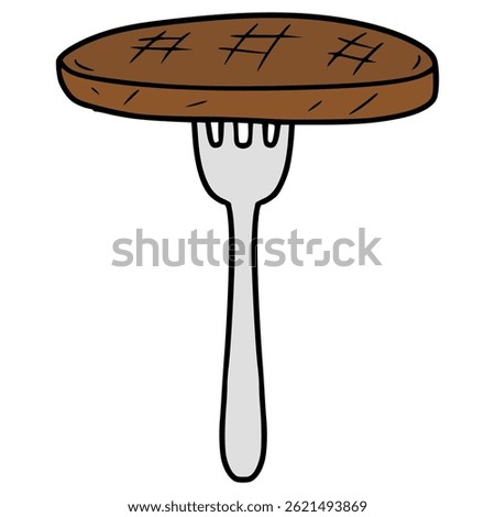 fork and meat illustration hand drawn isolated vector