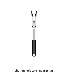 Fork or Meat fork symbol sign flat, colorful icon on background