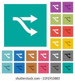 Fork multi colored flat icons on plain square backgrounds. Included white and darker icon variations for hover or active effects.