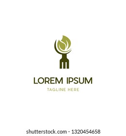 Fork Nature Leaf Vector Logo Design