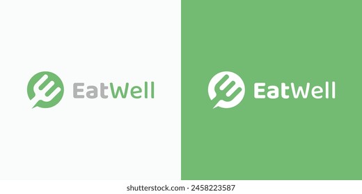 Fork negative space vector logo design in circle with modern, simple, clean and abstract style.