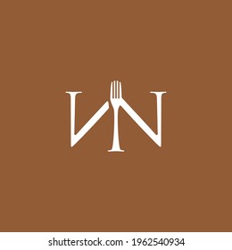 fork nn double n letter mark fork food restaurant logo vector icon illustration