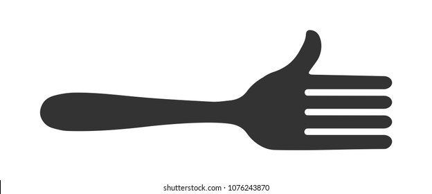 A fork with an OK sign. A symbol, an index of useful, tasty food.
