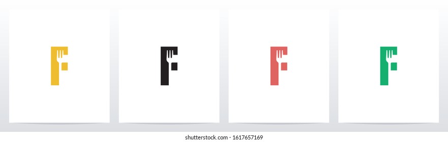 Fork On Letter Logo Design F