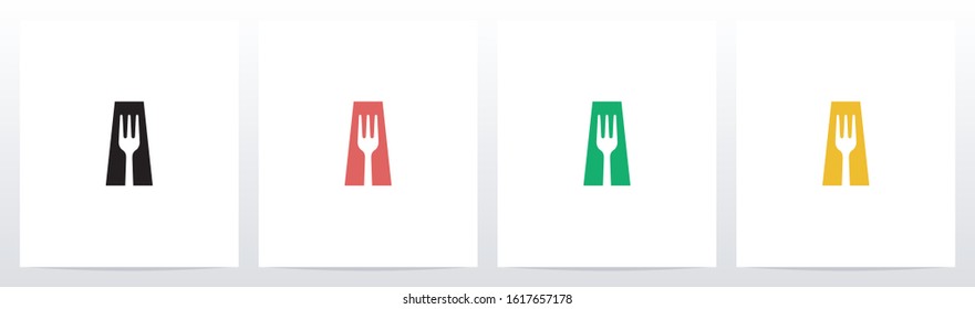 Fork On Letter Logo Design A
