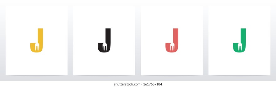 Fork On Letter Logo Design J