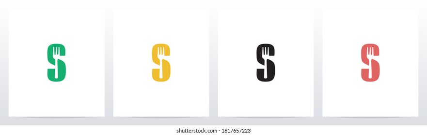 Fork On Letter Logo Design S